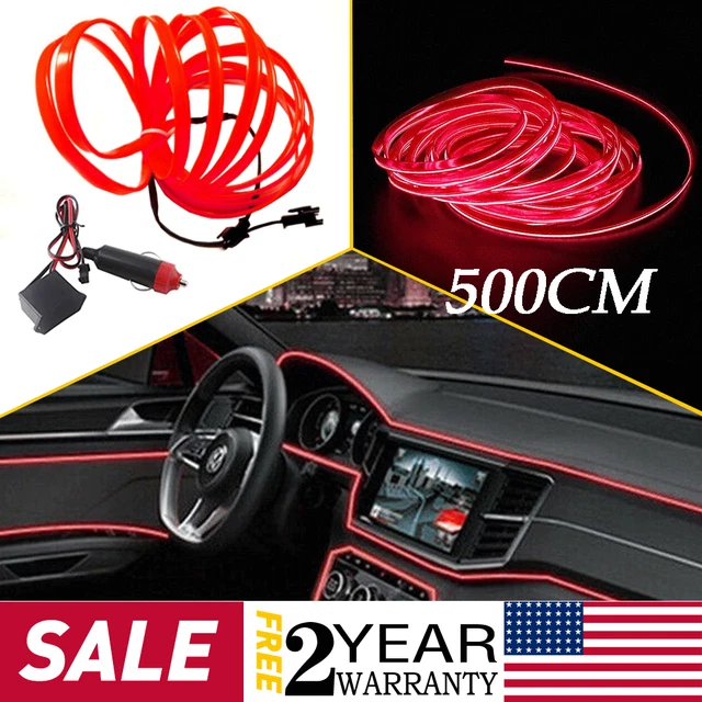 5m Red LED Car Interior Decorative Atmosphere Wire Strip Light Accessories EOE