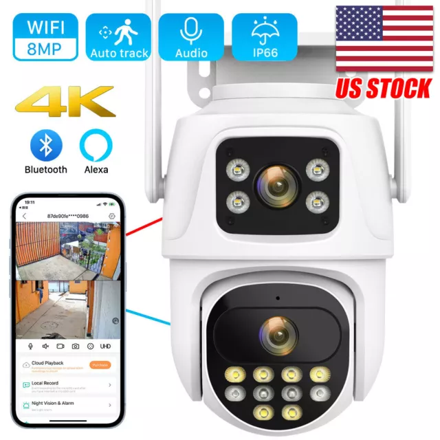 Dual-Lens PTZ Wifi IP Camera AI Auto Tracking Security CCTV OUTDOOR CAMERA ICSEE