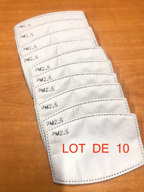 10 Filtres de rechange 12 x 8 cm   PM2.5 pour Masque Tissu adulte NEUF
