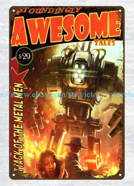 Fallout astoundingly awesome tales metal tin sign decorative wall lights