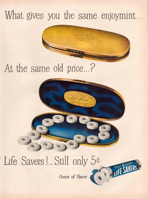 Print Ad Life Savers Candy 1948 Pep O Mint Necklace Jewelry 10.5"x13.5"