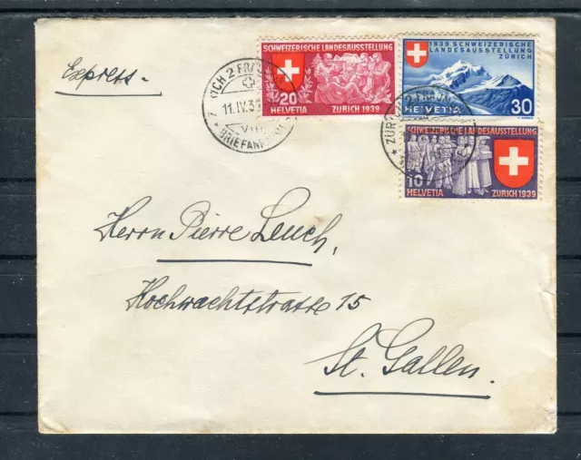 Expressbrief Schweiz Mi.-Nr. 335-337 Zürich-St. Gallen - b5246