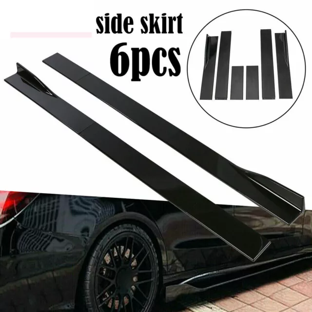 Universal Car Side Skirt Extension Blades Rocker Splitter 2.2M Gloss Black 86.6"