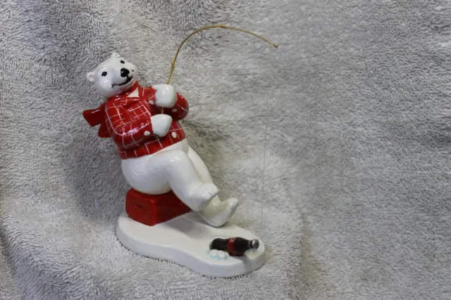Vintage COCA COLA Polar Bear Figurine “Always Ice Fishing”#157902 dated 1996