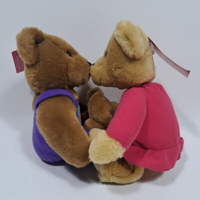 Hallmark Kiss Kiss Bears Kissing Magnetic Nose Plush Stuffed Valentine 2 Bears 