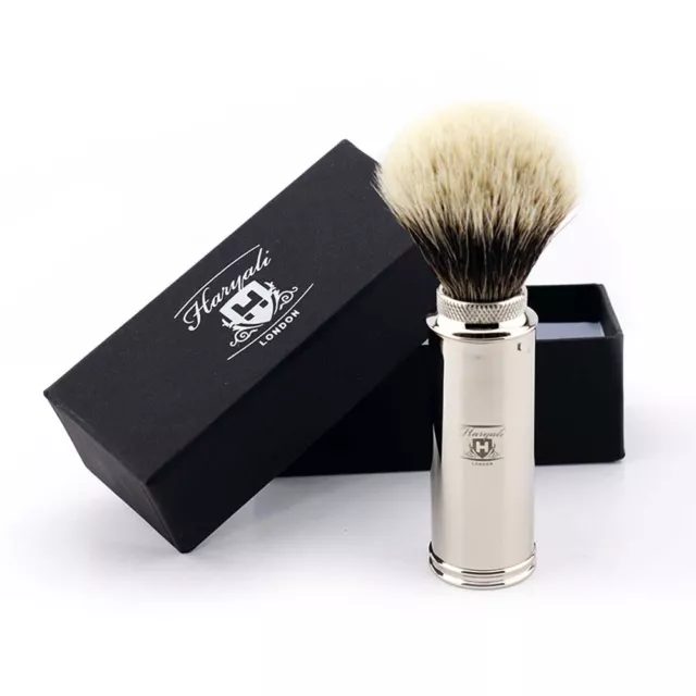 Men's Travel Shaving Brush With Pure all Badger Hair in Brass Handle, Gift