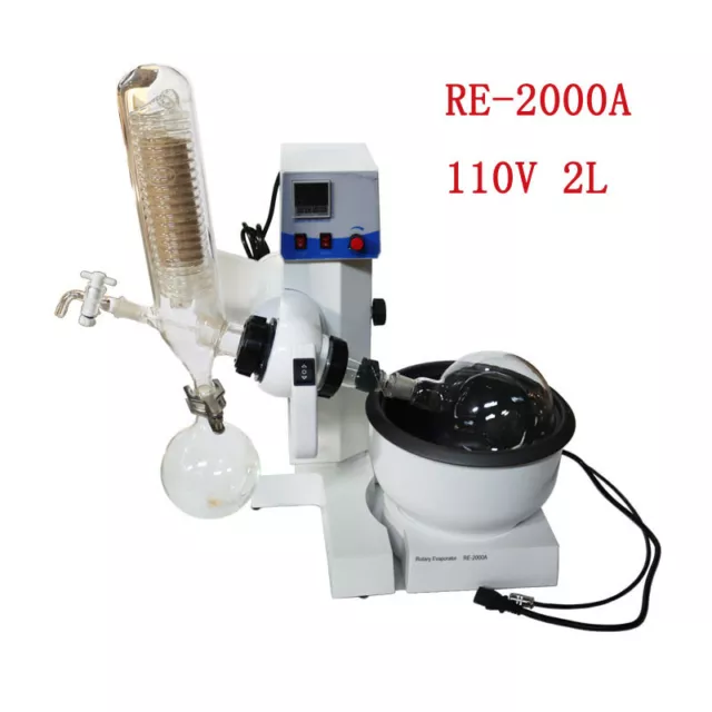 New RE-2000A 2L Lab Automatic Lifting Rotary Evaporator 110V 2HP Digital Display