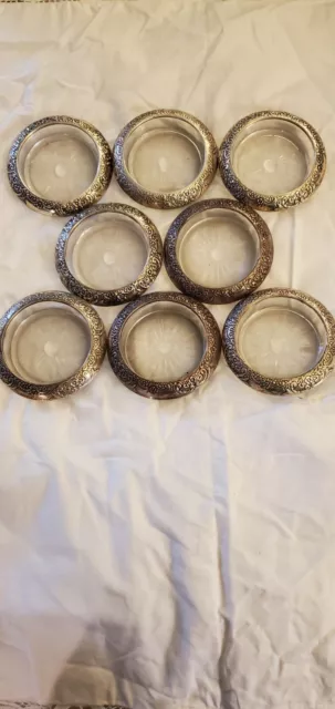 (8)* Frank* M *Whiting*&*Co.*Sterling* Silver*Repousse*Coasters* 3