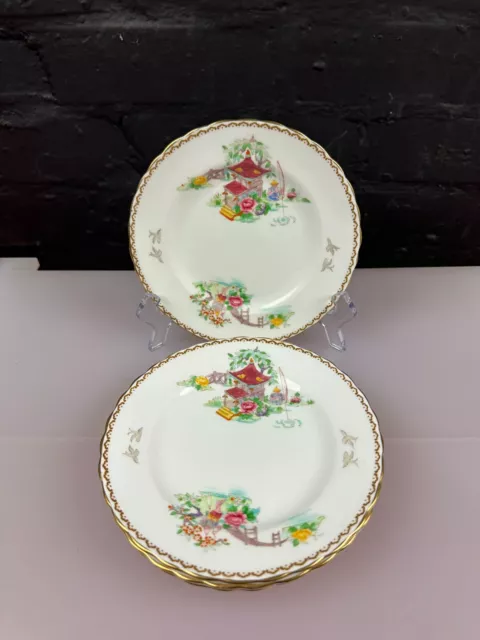 5 x Chelson China Japanese / Chinese Temple Design Side Plates 6.75" Wide Set