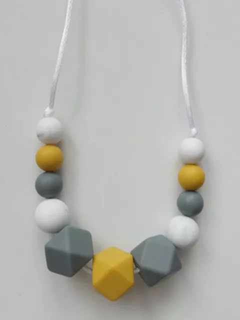 Teething Necklace Mustard, Grey and Marble 3