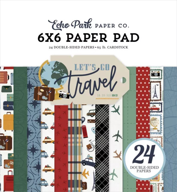 Paquete de 2 almohadillas de papel de doble cara Echo Park 6""X6"" 24/paquete-Let's Go Travel GT310023