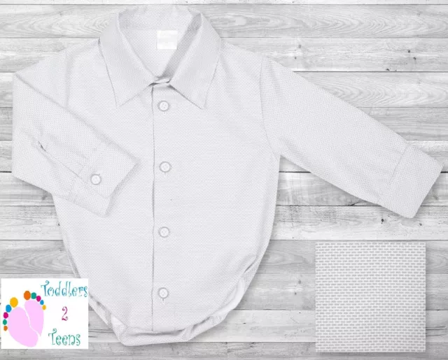 Chemise intelligente bébé garçon gris bodysuit formel chemise body shirt manches longues 0-3y 2