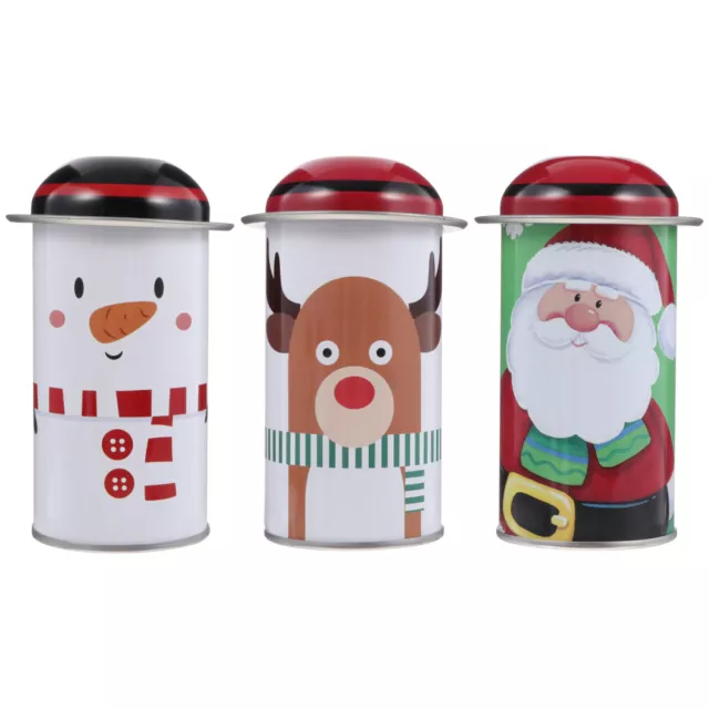 3 Pcs Boîte De Rangement Noël Métal Centre Table Noel À Biscuits Ornement