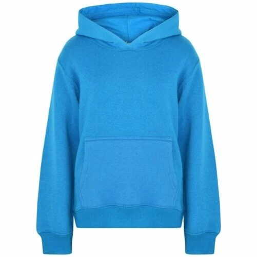Bambine Ragazzi Felpa Top Blu Tinta Unita con Cappuccio Maglioncini Anni 2-13
