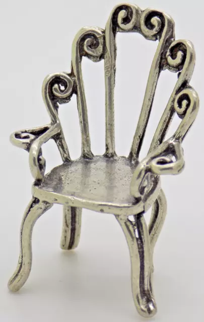 Vintage Italian Handmade Genuine Silver Dollhouse Patio Chair Miniature Figurine