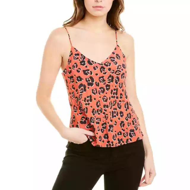 Suboo Zanzibar Bias Cut Cami Cheetah Animal Print Tank Top Coral Pink Medium NWT