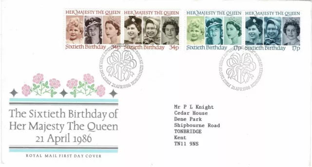 Great Britain 1986 60Th Birthday Queen Elizabeth Ii Se=Tenant First Day Cover