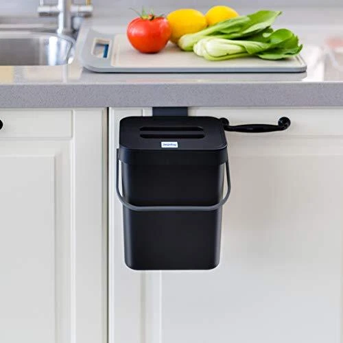 JESINTOP Compost Caddy Mini Countertop Trash Can Compact Waste Basket Garbage...