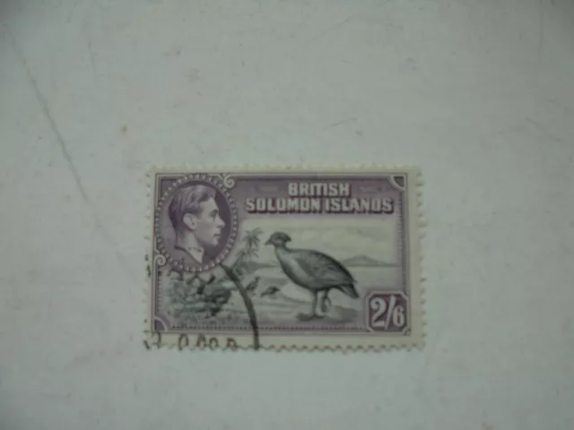 1 stamp British Solomon Islands KGVI 2/6d used SG70 black & Violet