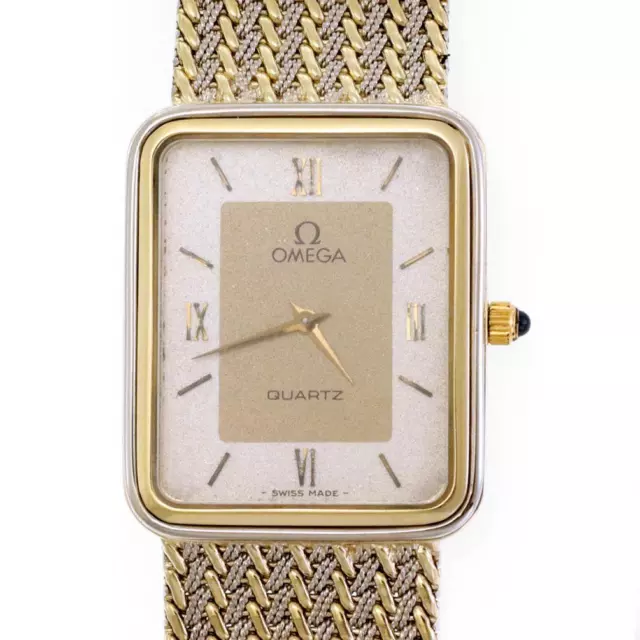 Omega Vintage 14k Two Tone Gold Case & Band Men's Wristwatch #1377