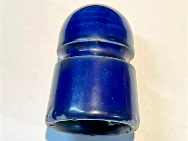 Cobalt Blue Porcelain Electric Line Insulator - Vintage Ceramic Beehive Style