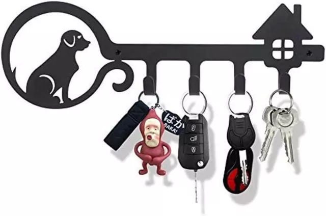 Wall Mounted Iron Key Holder with 4 Key Hooks Organizer for car or house keys 6