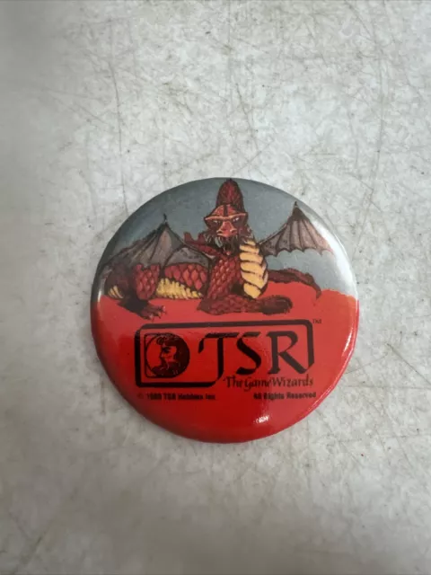 TSR Hobbies Logo Red Dragon Button/Pin 1980 Sutherland Holmes Dungeons & Dragons