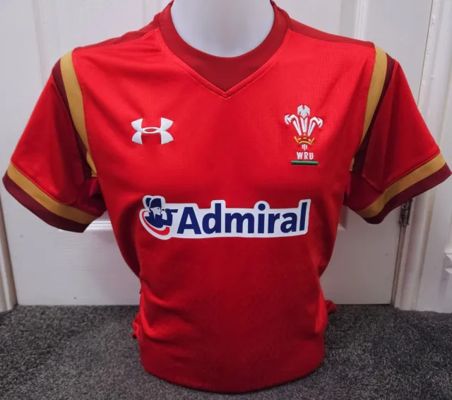 WRU Wales Rugby Under Armour Home Shirt 2015 2016 2017 Vintage Red Adult Medium