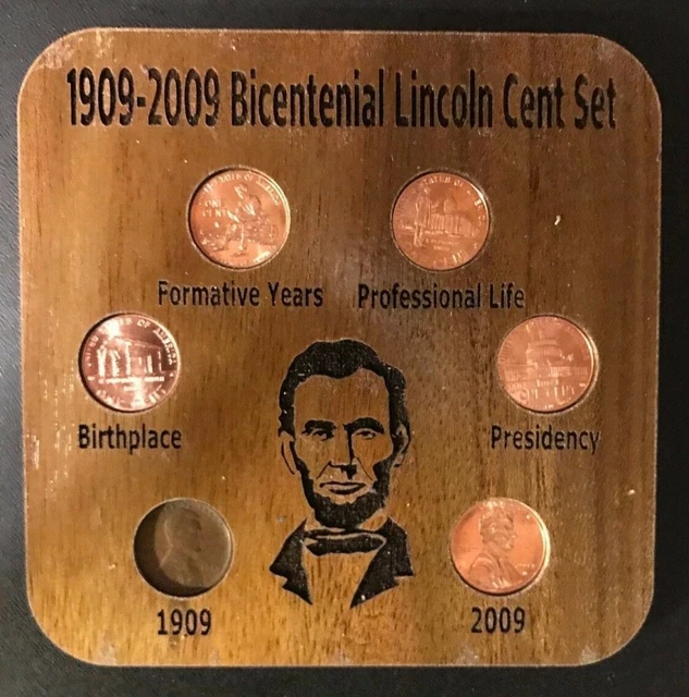 1909 - 2009 Lincoln One Cent Bicentennial Set CUSTOM and UNIQUE in Solid WALNUT