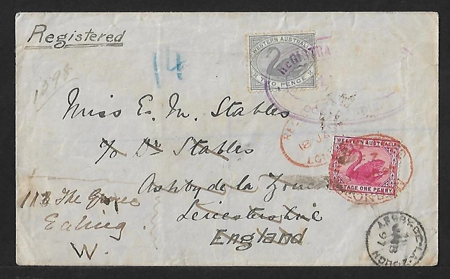 WESTERN AUSTRALIA TO UK 1d & 2d ON COVER 1897
