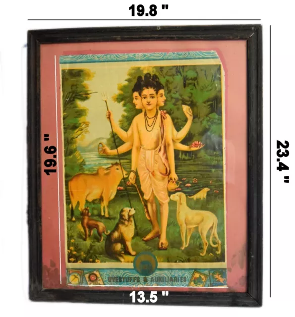 Vintage de Colección Raro Indio Religioso Decorativo Ravi Verma Estampado i53-80