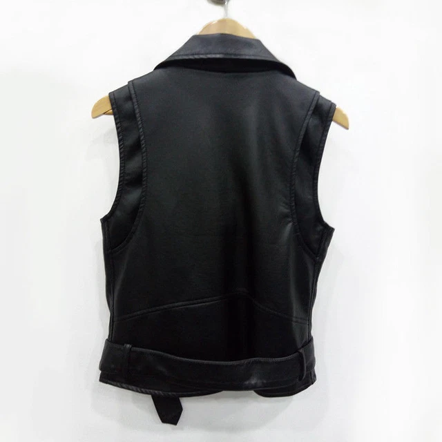 GearX Gilet sans Manches en Cuir pour Femme Style Vintage Motard