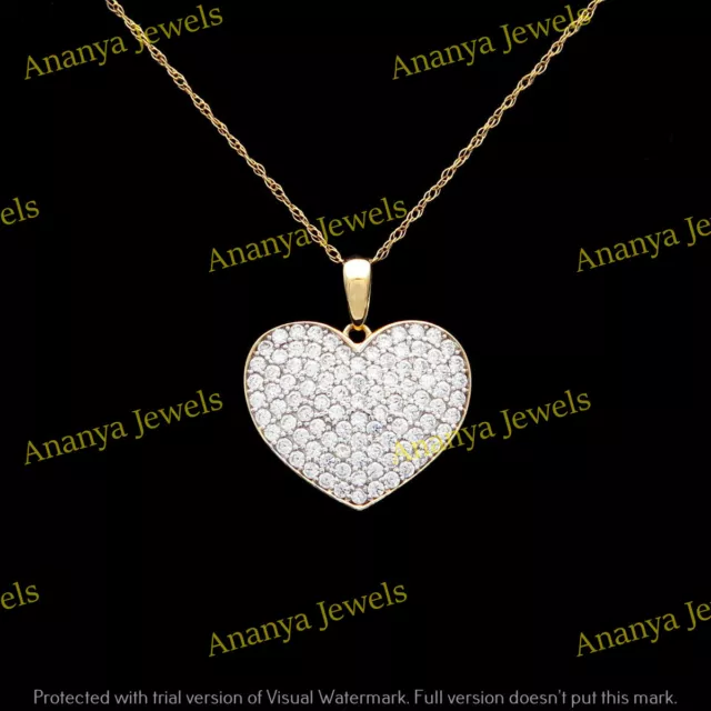 Womens 1/2 CT Heart Pendant Round Cut Moissanite Necklace 14K Yellow Gold Plated