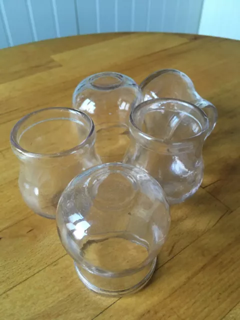 Lot de 5 ventouses médicales en verre - vintage