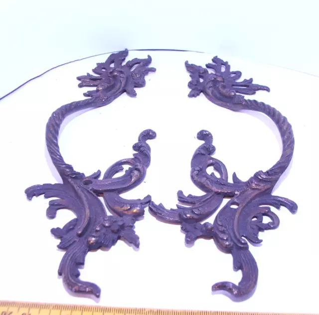 Pair of Large  French Louis Style Handles Ormolu Rococo Style