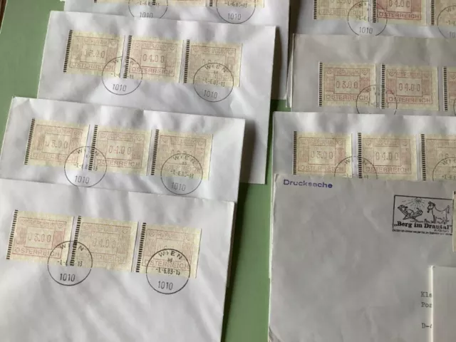 Austria A. T. M. Postage vending machine labels covers duplicates Ref A1170 3
