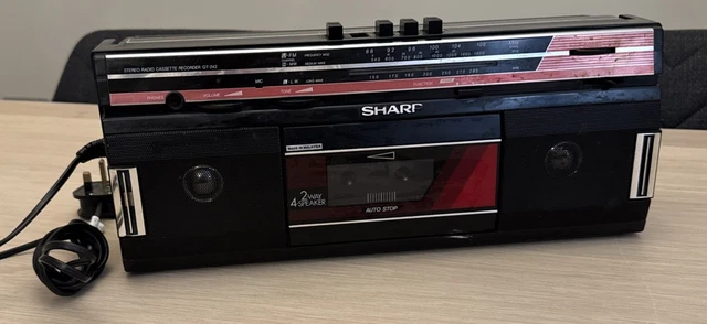 VINTAGE SHARP QT-242 Cassette Radio Boombox Stereo 1980s Ghettoblaster ...