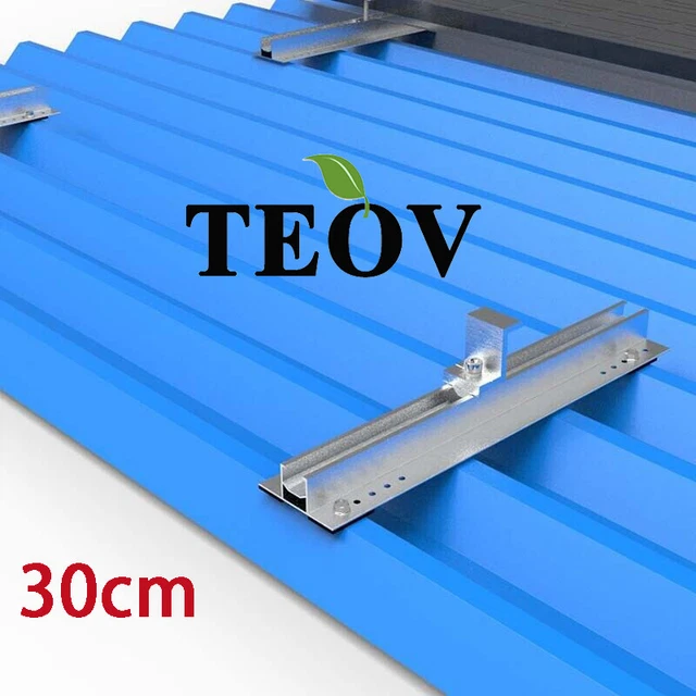 Set Fissaggio Per Pannelli Solari Su Lamiera Trapezoidale, Binari In Alluminio 300x80x35mm Per 2 Pannelli Fotovoltaici, Kit Montaggio Completo - 4