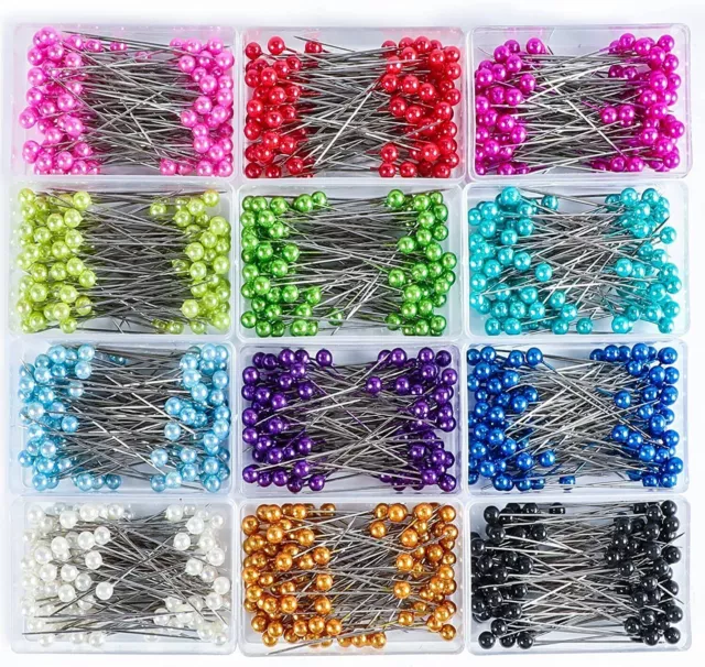 1.5in Straight Pins Multicolor Colour Glass Head Stud Hemming Dressmaking Sewing