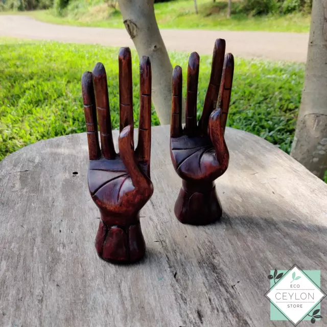 8'' Hand Carved Wooden Hand, Wooden Hand Sculpture, Wood hand Ring Holder