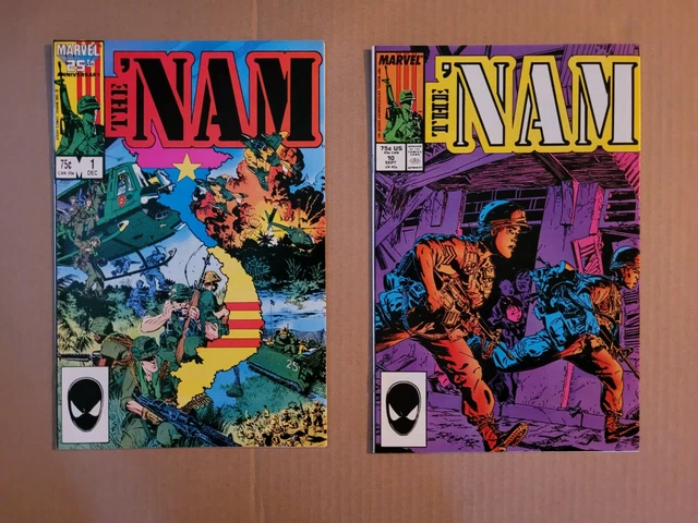 The 'Nam #'s 1 and 10 High-Grade Copper Marvel War Lot of 2