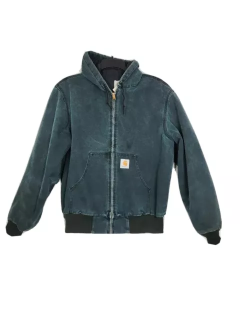 VTG Carhartt Turquoise Teal Blue Jacket Zip Coat QUILTED Insulated Unisex L/XL