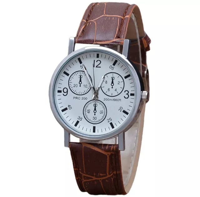 Montre homme marron blanc Quartz numérique lumineuse Analogique Bracelet cuir pu