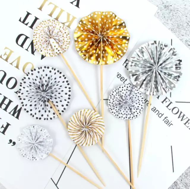 Nuevo 4pcs Sunflower Fan Cupcake Toppers Party Decoration Cup Cake Supplies UK