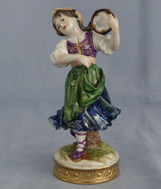 VOLKSTEDT Couple de Musiciens Figurines en Porcelaine Allemande Thuringe XIXème 2