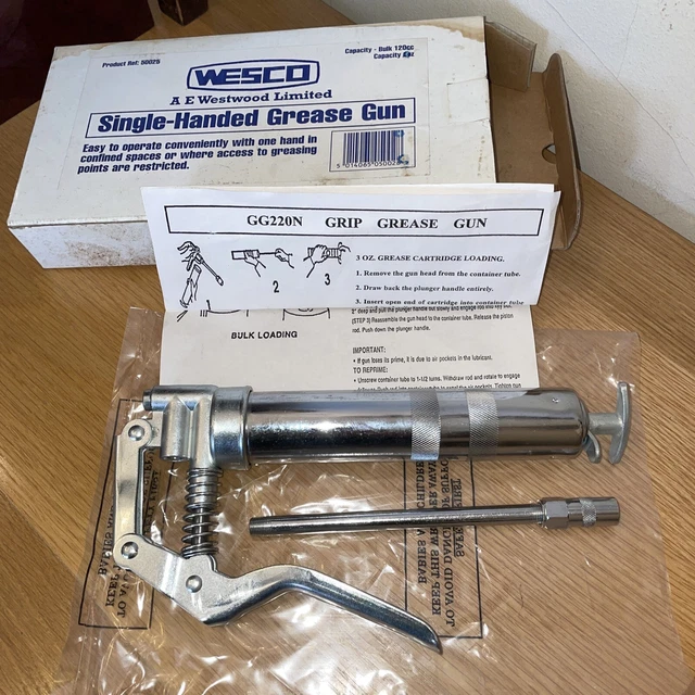 WESCO 120CC Pistol Grip Grease Gun Manual One Hand Greasing Gun Set NIB
