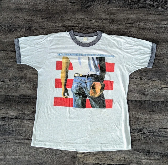 T-shirt Officiel Bruce Springsteen « Born In The USA » - Blanc - The Boss - Rétro Rock - Neuf Avec étiquettes