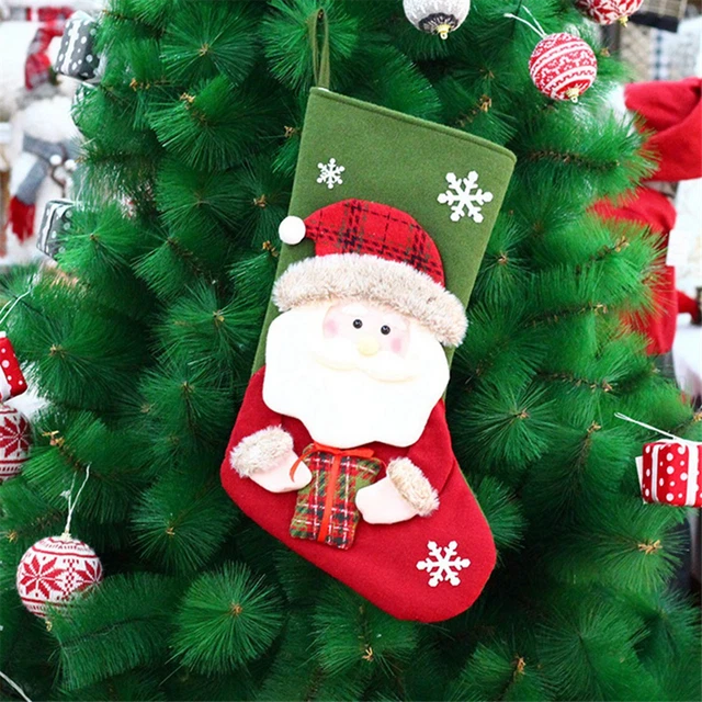 Weihnachtsstrumpf Groß, 42 Cm, Rot & Grau Mit Schneemann – Zum Aufhängen & Befüllen Mit Geschenken