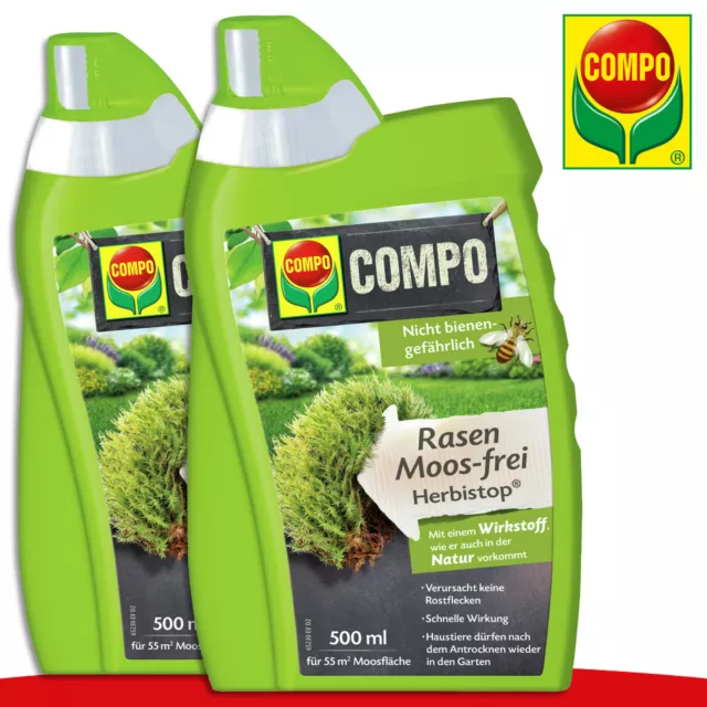 COMPO 2 x 500 ml Rasen Moos-frei Herbistop®