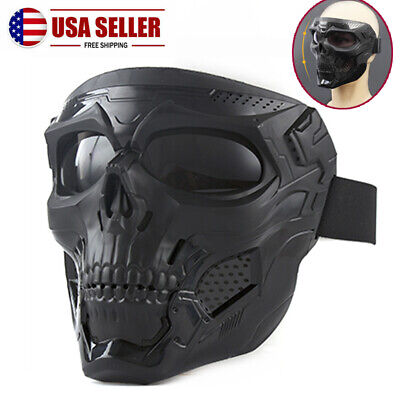Mask Paintball Tactical Airsoft Skull Full Face Protective Fans Helmet Sport US